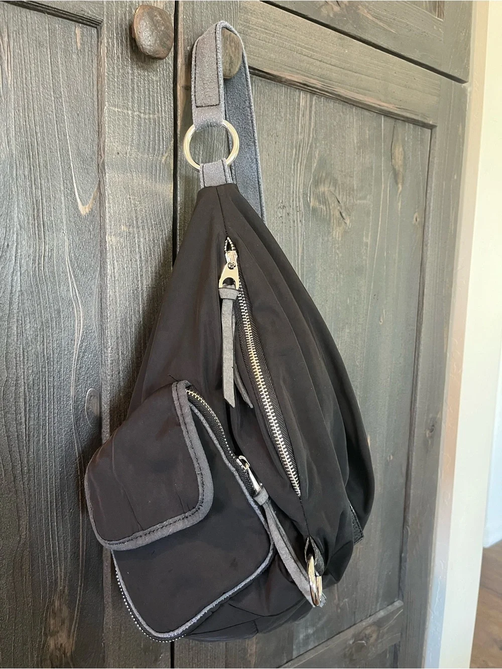 Co-Lab Black Nylon Cargo Hobo Shoulder Bag Slouchy Utility